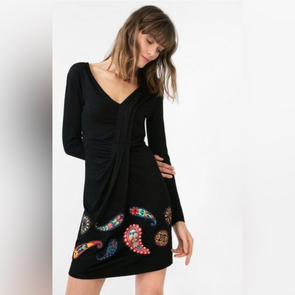 48. Desigual Black Embroidered Dress